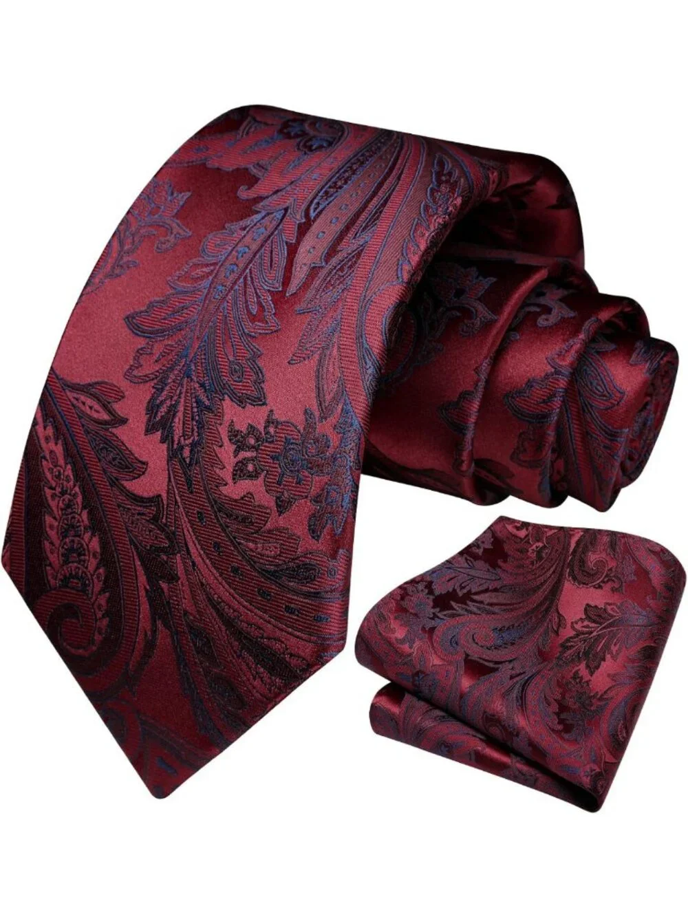 Elegant Floral Paisley Tie & Pocket Square Set - Classic Woven Necktie for